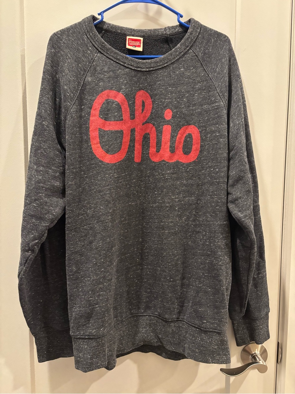 HOMAGE Gray Crewneck Sweatshirt with Red Ohio Script